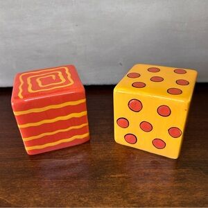 Berryware Screwball Salt Pepper Shakers Set of 2 Square Cube Ceramic Orange NEW